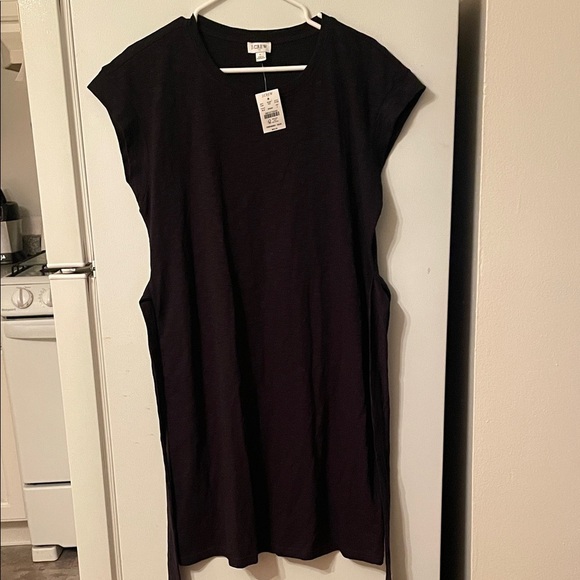 J. Crew Large 100% Cotton Black Dress w/ tie - Picture 1 of 6